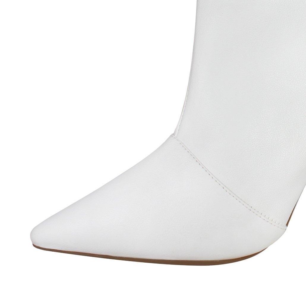 Bota Salto Alto Fino 10 cm Cano Curto Bico Fino Luiza Sobreira Branca Mod. 2255 Branco 5