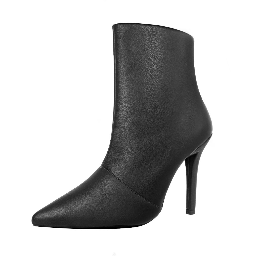 Bota Salto Alto Fino 12 cm Cano Curto Bico Fino Luiza Sobreira Preta Mod. 2256-2