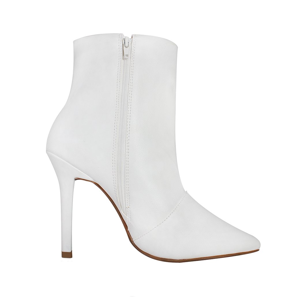 Bota Salto Alto Fino 12 cm Cano Curto Bico Fino Luiza Sobreira Branca Mod. 2255-2 Branco 3