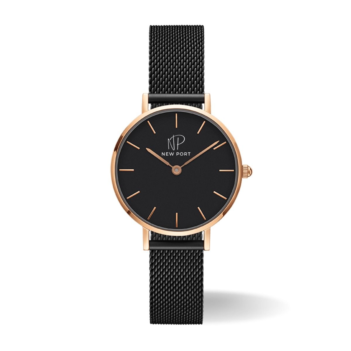 Relogio Feminino Elegante Ultra Fino Preto Rose Gold 32mm Multicores 1