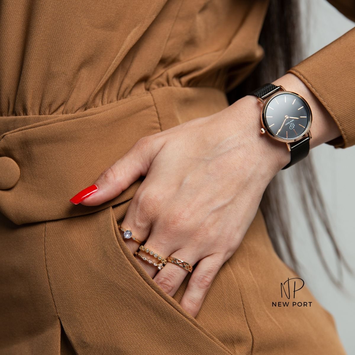 Relogio Feminino Elegante Ultra Fino Preto Rose Gold 32mm Multicores 4