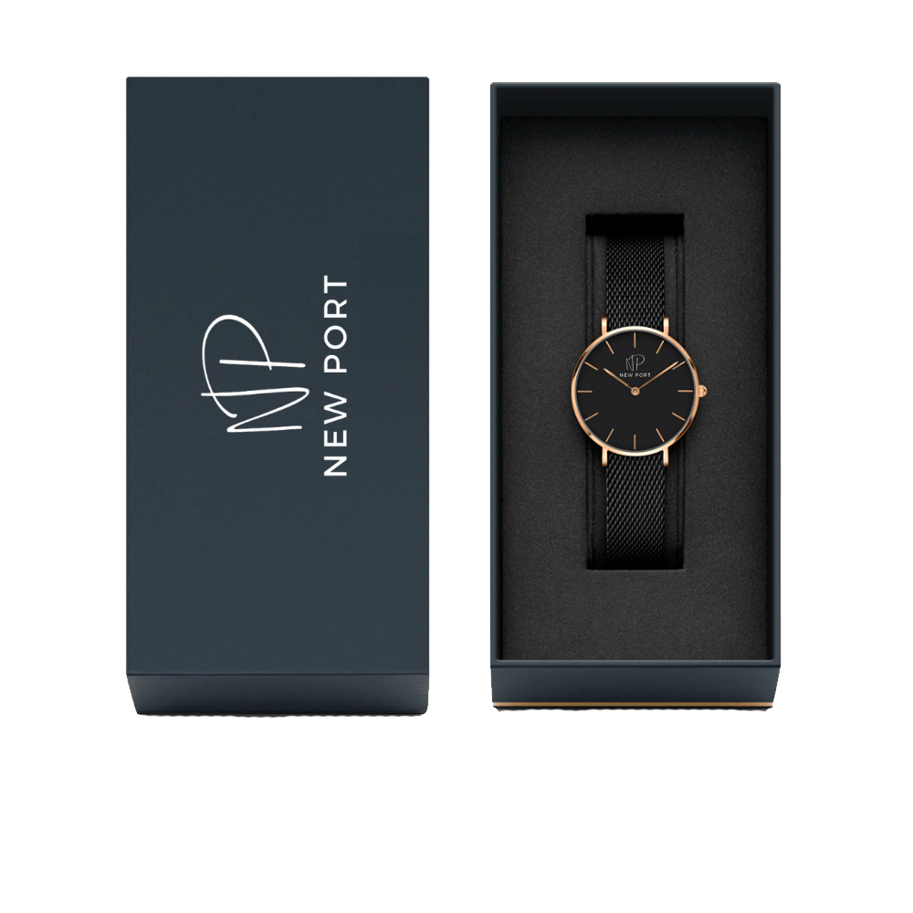 Relogio Feminino Elegante Ultra Fino Preto Rose Gold 32mm Multicores 9