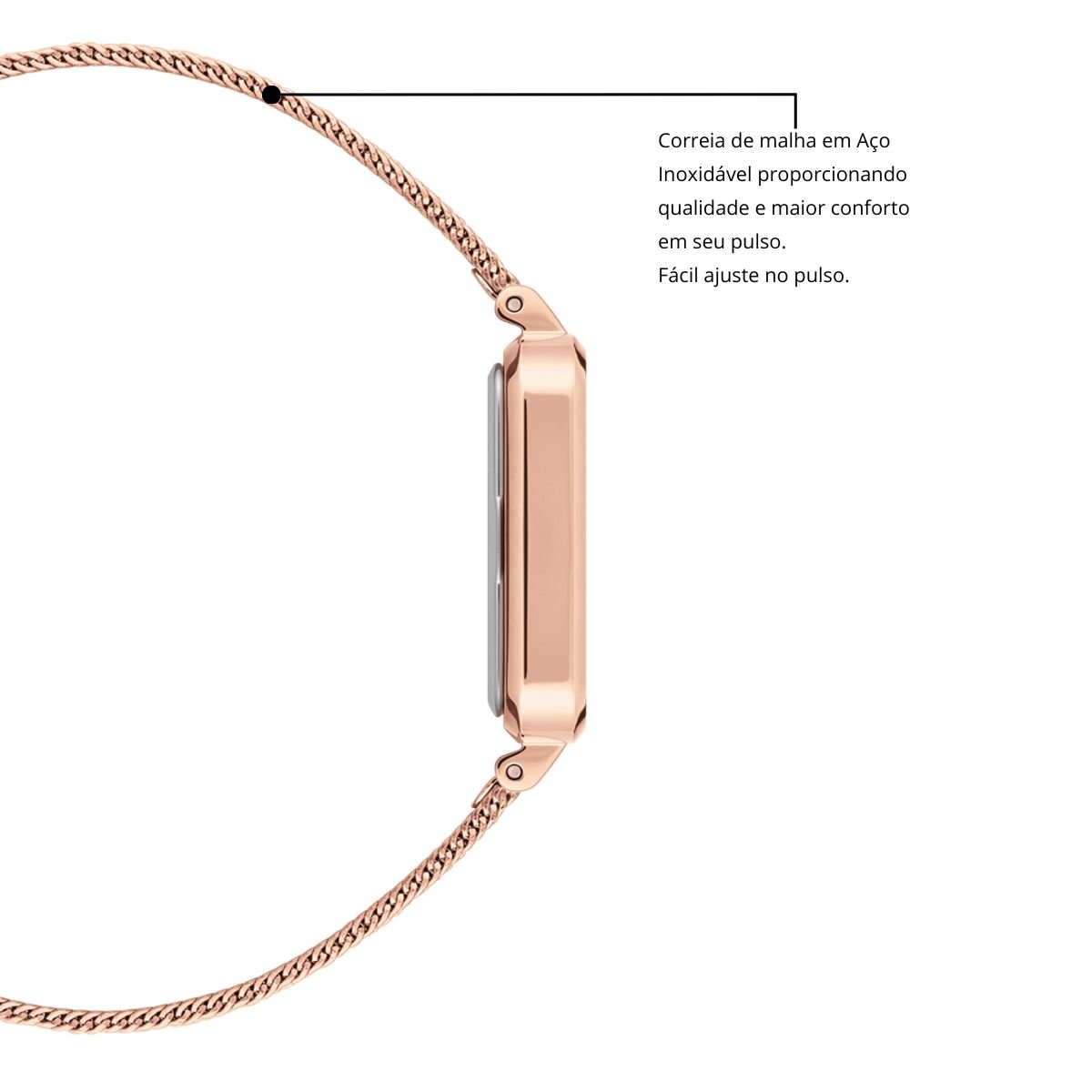 Relogio Feminino Quadrado Elegante Minimalista Fino Black Rose Multicores 6