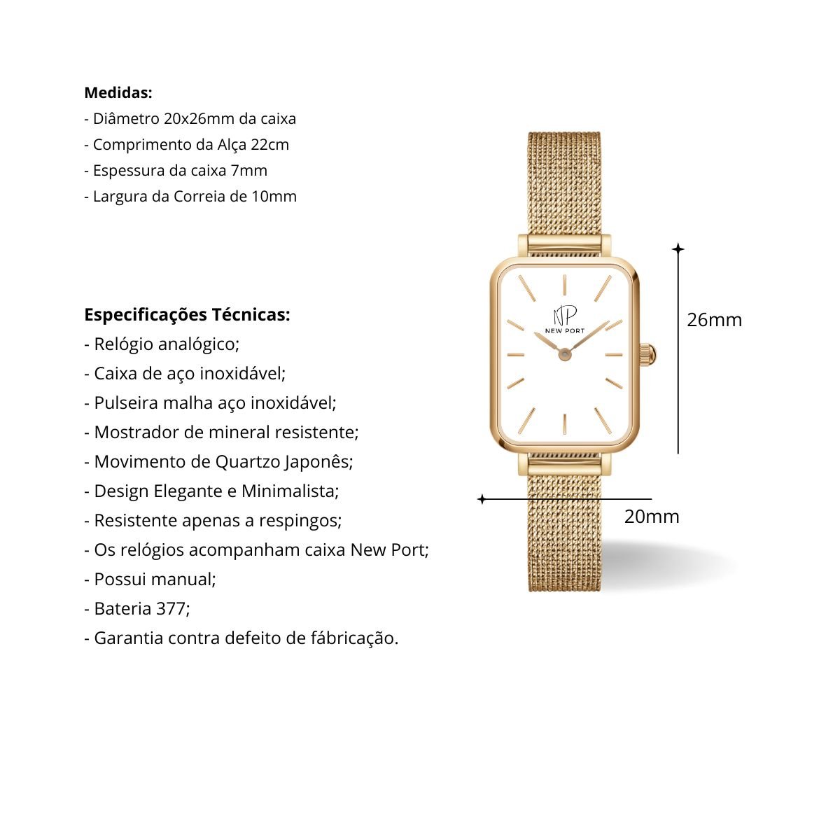 Relogio Feminino Quadrado Elegante Minimalista Luxo Dourado Gold Dourado 3