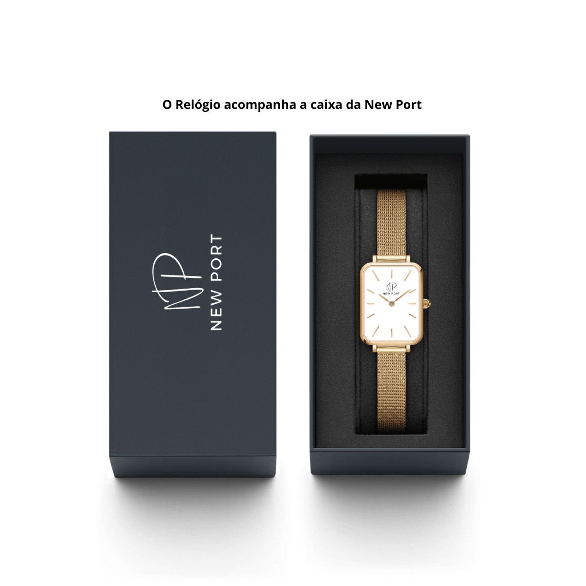 Relogio Feminino Quadrado Elegante Minimalista Luxo Dourado Gold Dourado 10