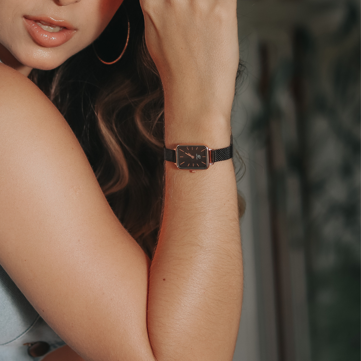 Relogio Feminino Quadrado Elegante Fino Pulseira de Metal Black Multicores 2