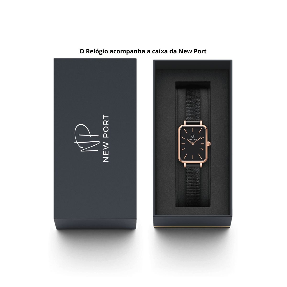 Relogio Feminino Quadrado Elegante Fino Pulseira de Metal Black Multicores 8
