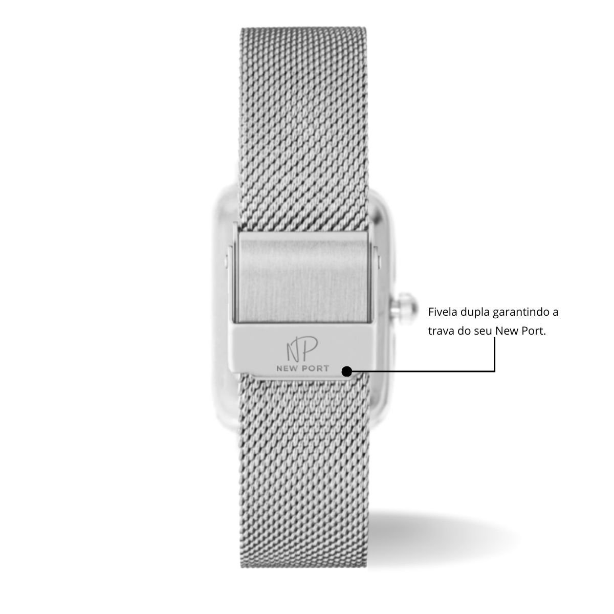 Relogio Quadrado Feminino Elegante Prata + Bracelete New Port Prata Prata 6