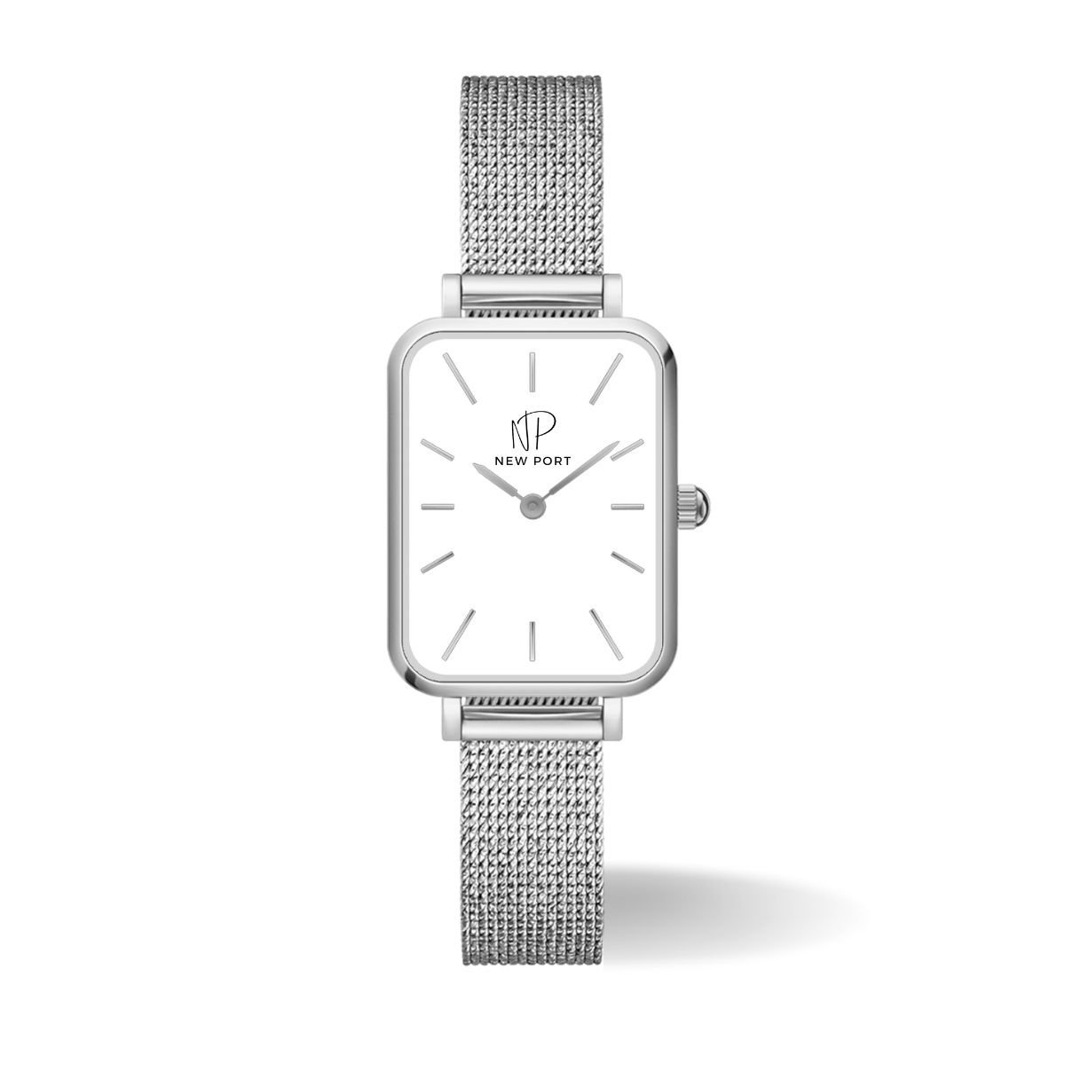 Relogio Quadrado Feminino Elegante Prata + Bracelete New Port Prata Prata 8