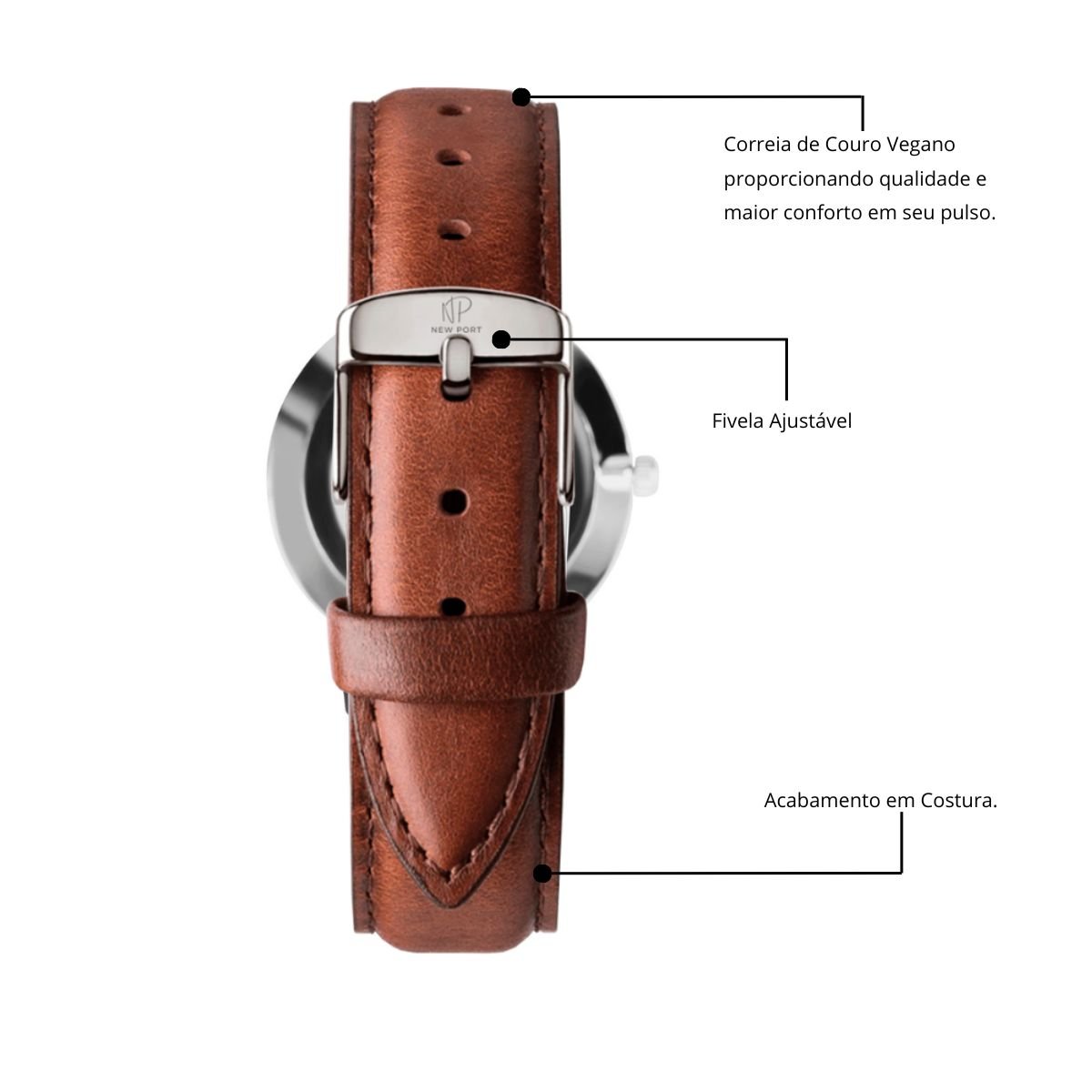 Relogio Masculino Analogico Fino Elegante + Carteira Couro Casual Preta Marrom 8
