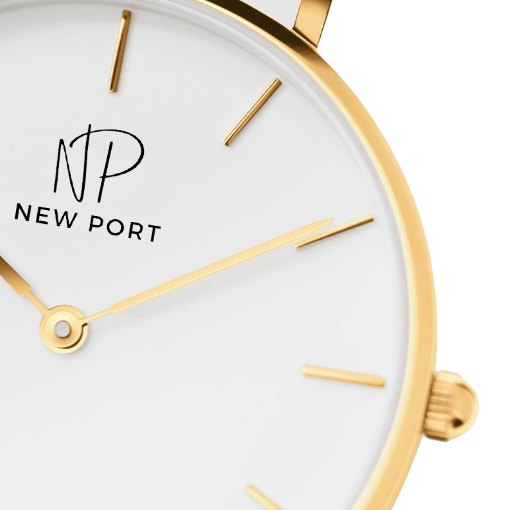 Relogio Feminino Analogico Pulseira Marrom Minimalista New Port 32mm Dourado 7