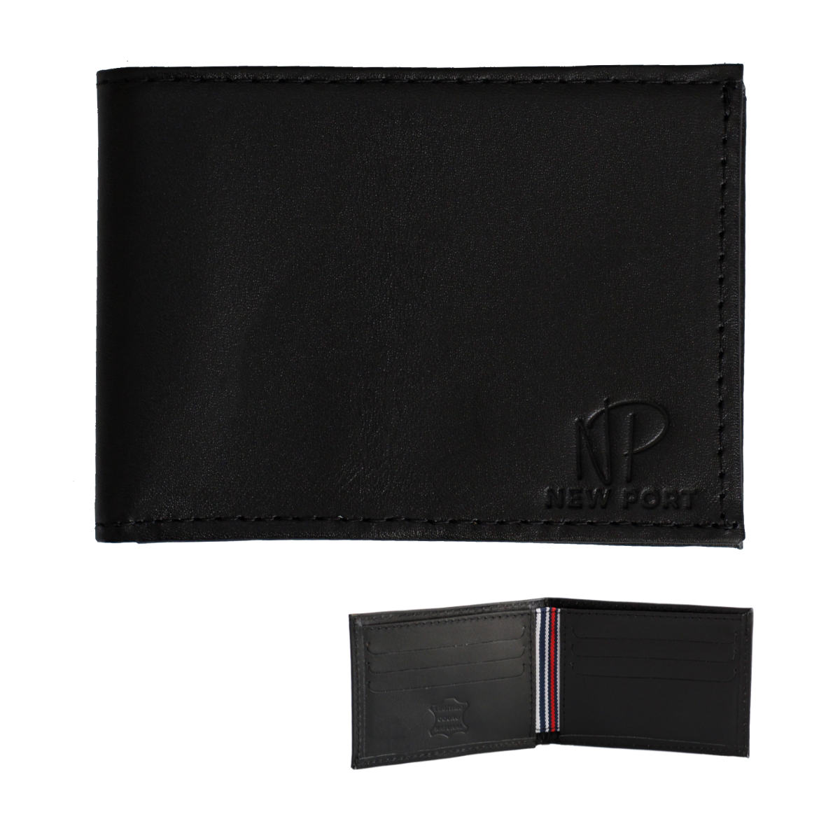 Carteira Dobravel Em Couro Masculina Slim Pequena Luxo Preta