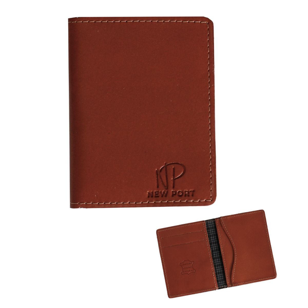 Carteira Em Couro Masculina Slim Pequena Dobravel Luxo Marrom Marrom 5