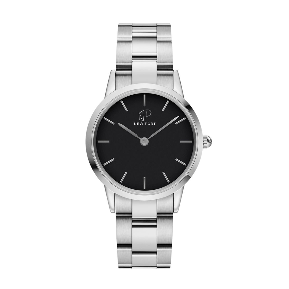 Relogio de Pulso Masculino New Port Analogico Luxo 40mm Prata 1