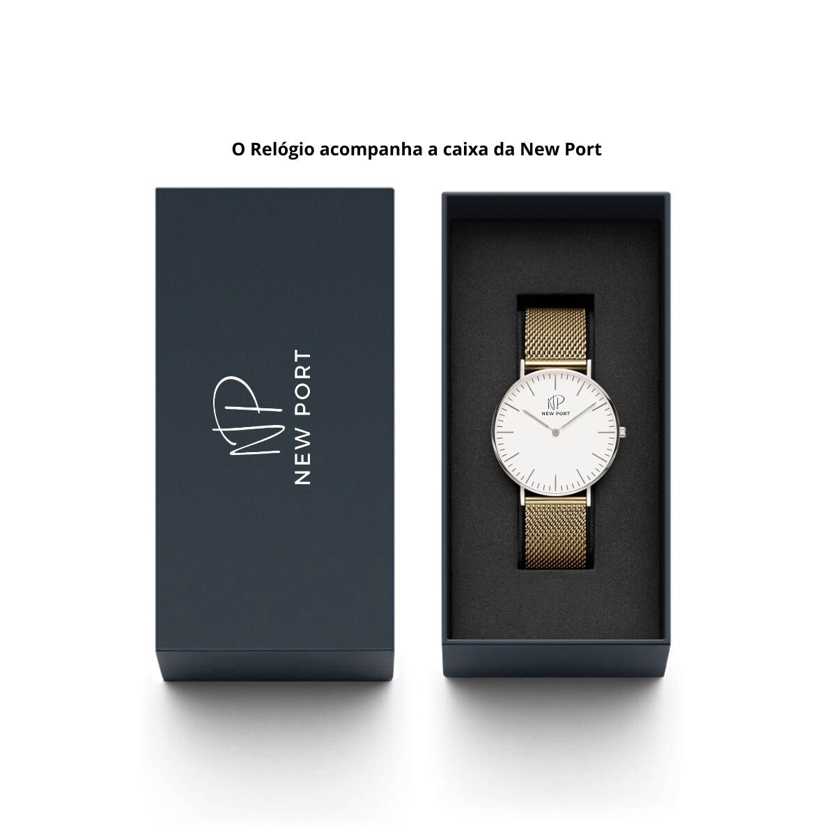 Relogio de Pulso Masculino Analogico Pulseira Dourada 40mm Dourado 8