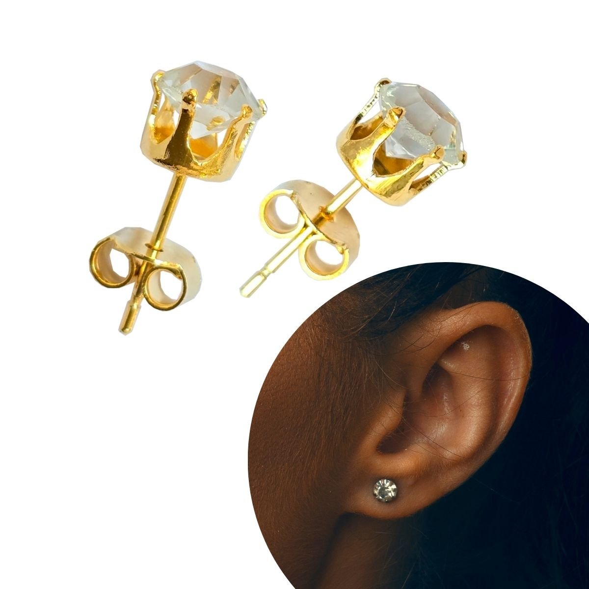 Brinco Feminino Antialergico Banhado a Ouro Ponto de Luz 6mm Dourado 1