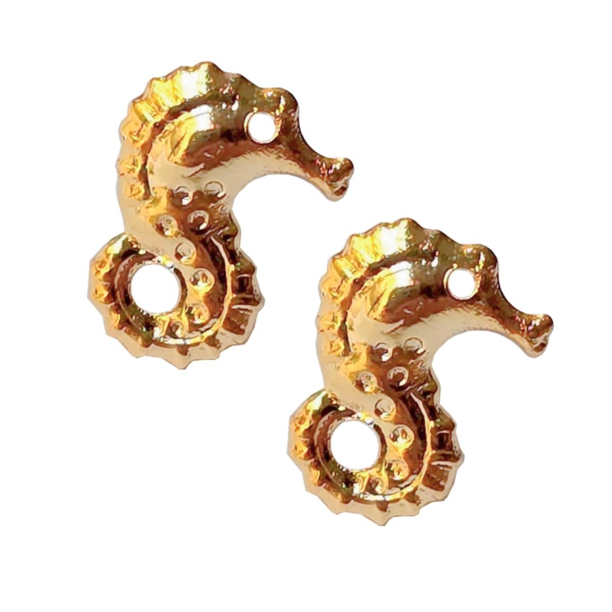 Brinco Banhado a Ouro 18k Feminino Cavalo Marinho Dourado