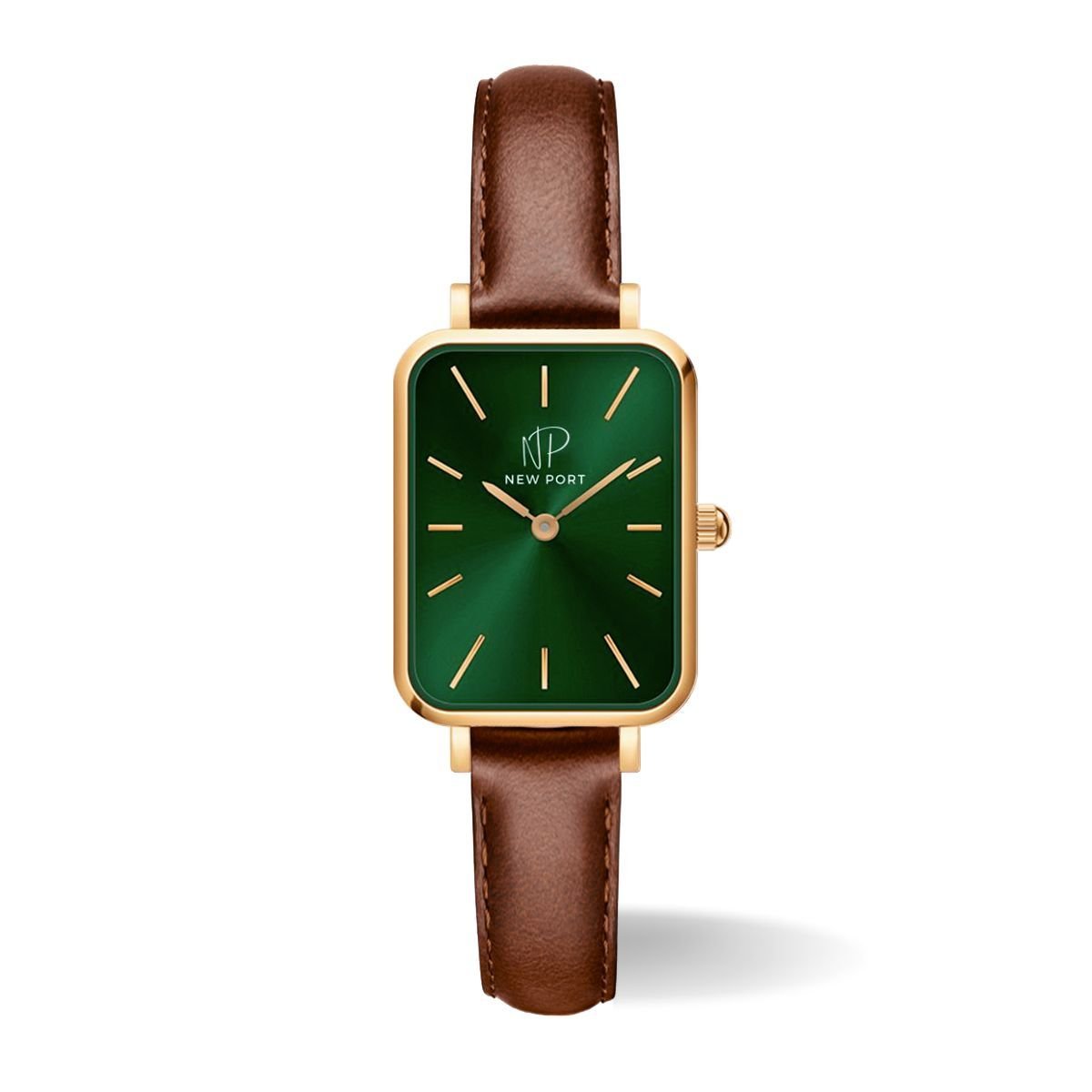 Relogio Feminino Quadrado Pulseira Marrom Casual Elegante New Port