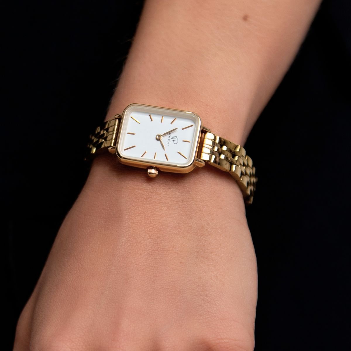 Relogio Feminino Quadrado Dourado Casual Delicado New Port Dourado 4