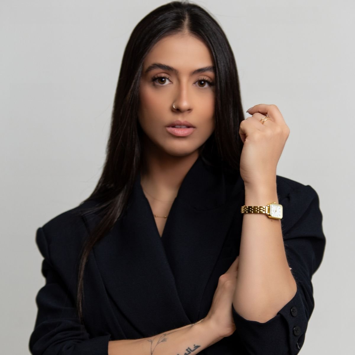 Relogio Feminino Quadrado Dourado Casual Delicado New Port Dourado 6