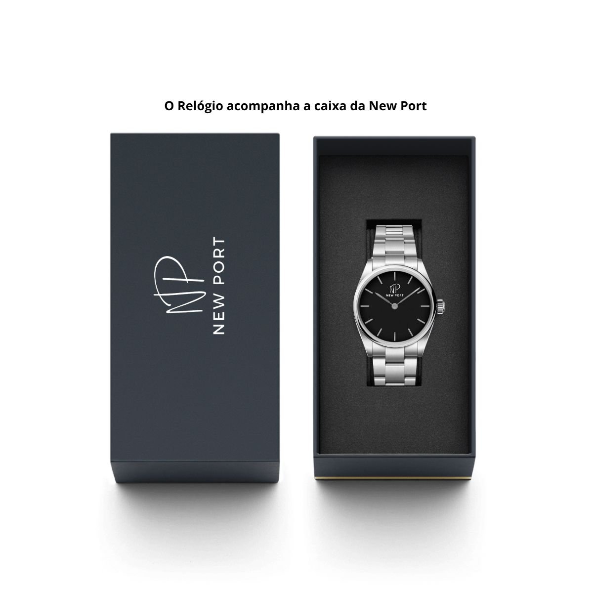 Relogio Masculino Casual Elegante Classico Analogico New Port Prata 8