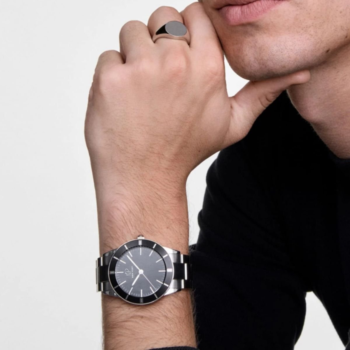Relogio Masculino Preto Elegante Casual Analogico New Port Preto 2