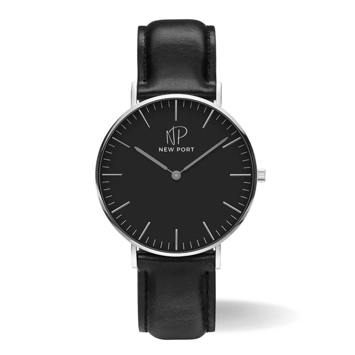 Relogio Feminino Analogico De Couro Casual Minimalista New Port 40mm Preto 5