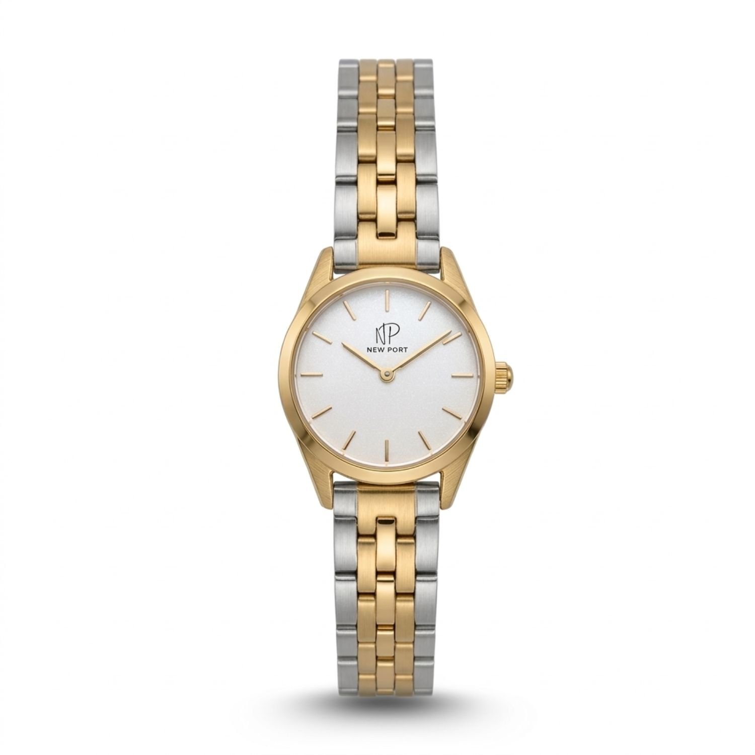 Relogio Feminino Bicolor Elegante Casual Pequeno New Port 24mm Dourado/Prata 7