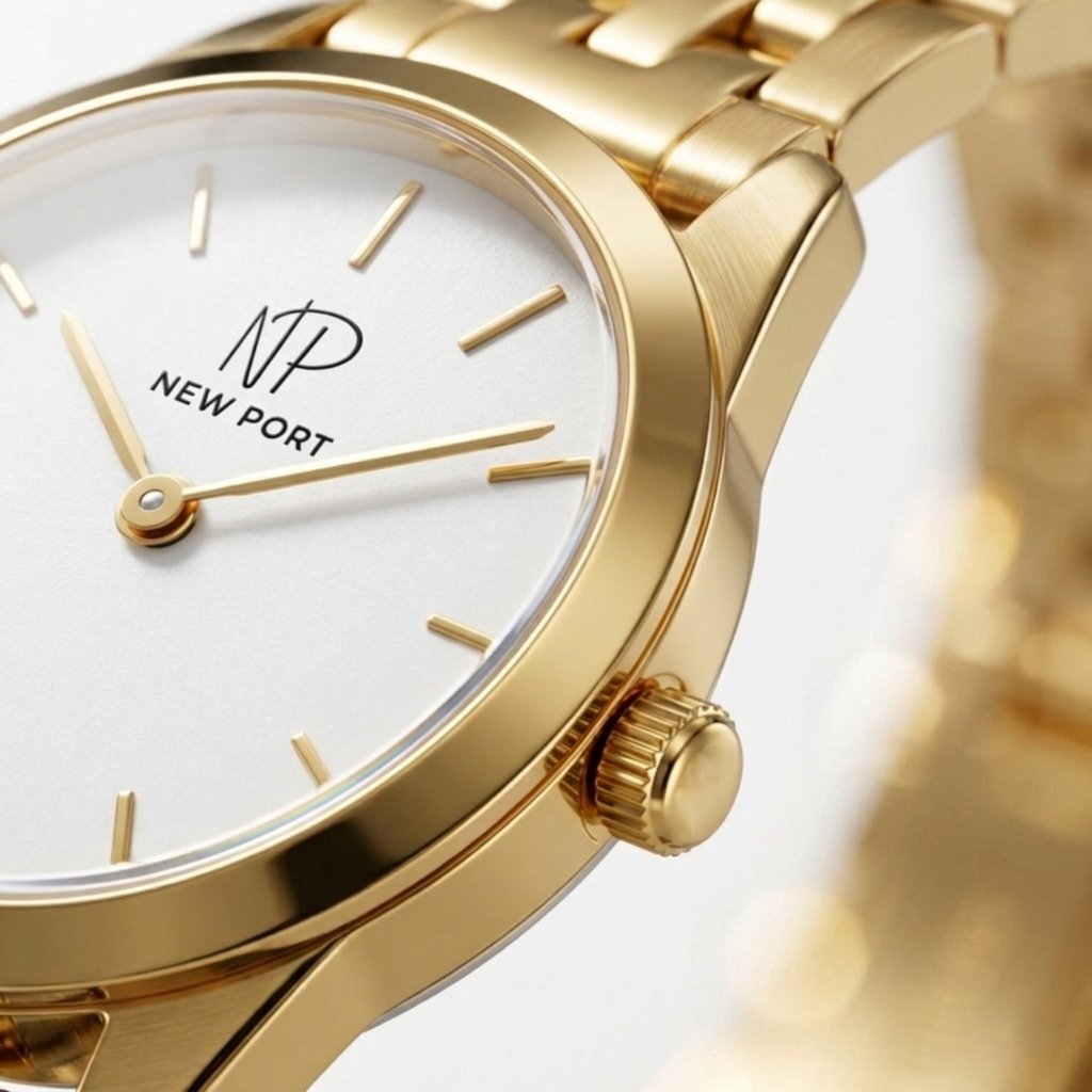 Relogio Feminino Dourado Elegante Casual Pequeno New Port 24mm Preto/Rose 4