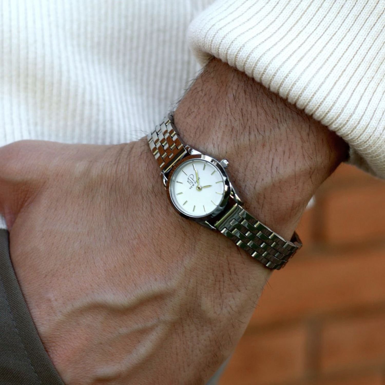 Relogio Masculino Elegante 24mm de Elos Classico Casual Prata Prata 2