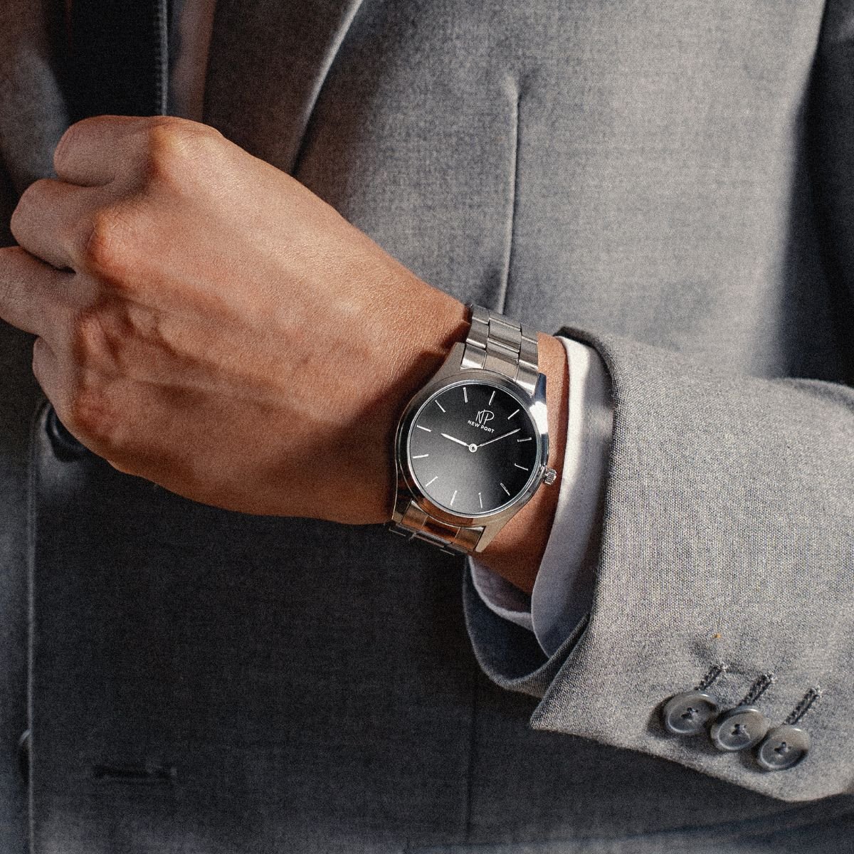 Relogio Masculino Casual Elegante Prata Robusto New Port 40mm Prata/Preto 2