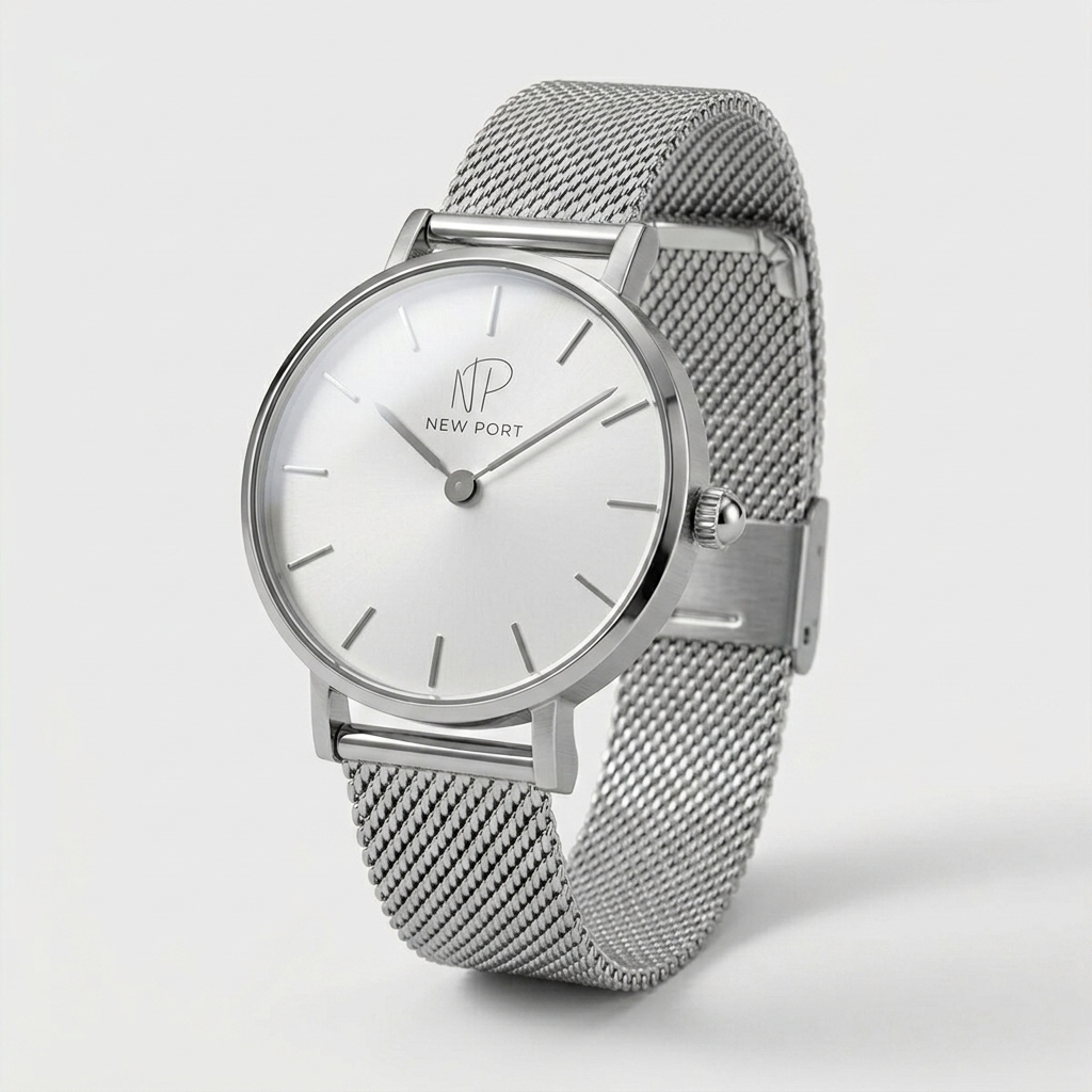 Relogio Masculino Prata Casual Elegante Pequeno 32mm New Port