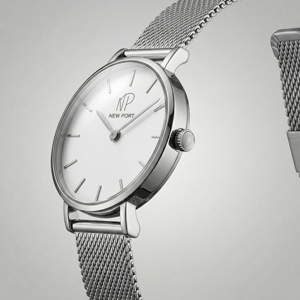 Relogio Masculino Prata Casual Elegante Pequeno 32mm New Port Prata 3