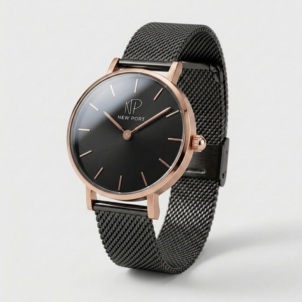 Relogio Masculino Casual Elegante Preto Pequeno 32mm New Port