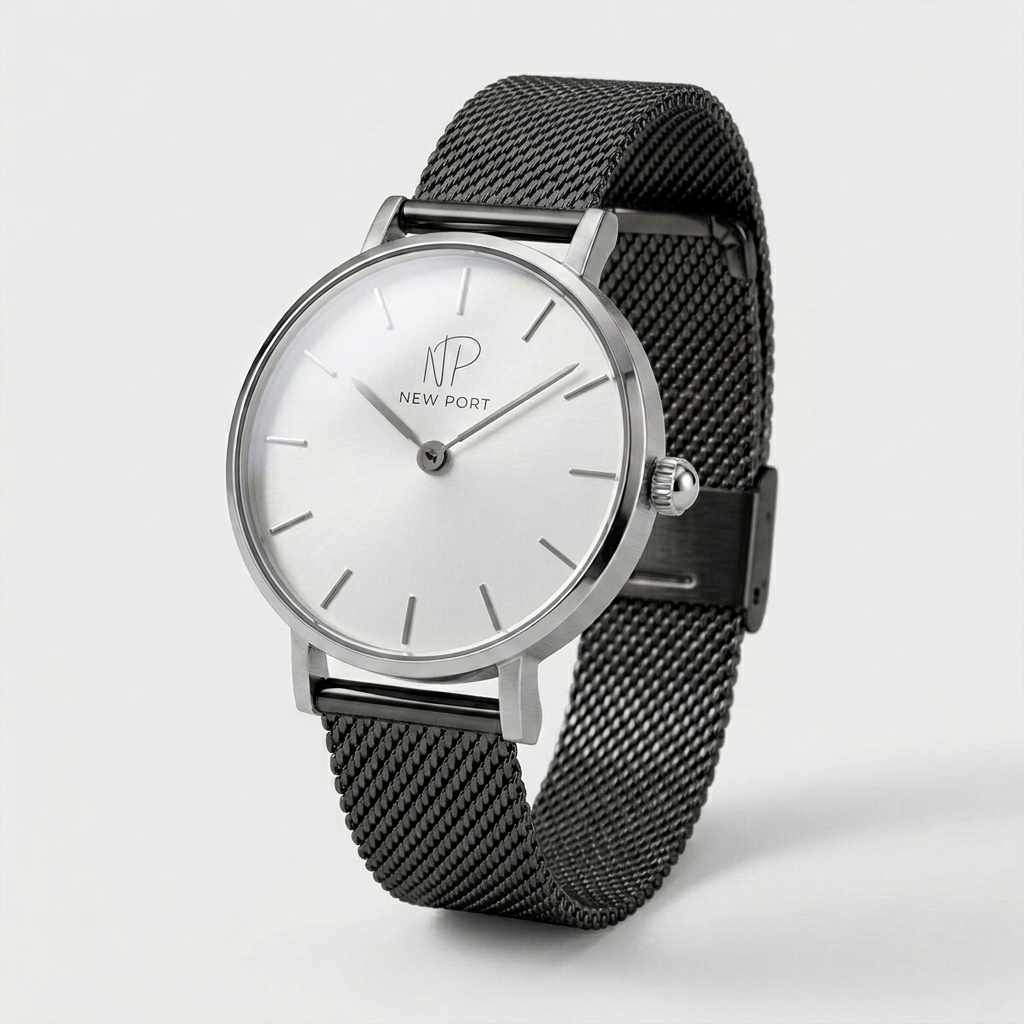 Relogio Masculino Preto Casual Elegante  Pequeno 32mm New Port
