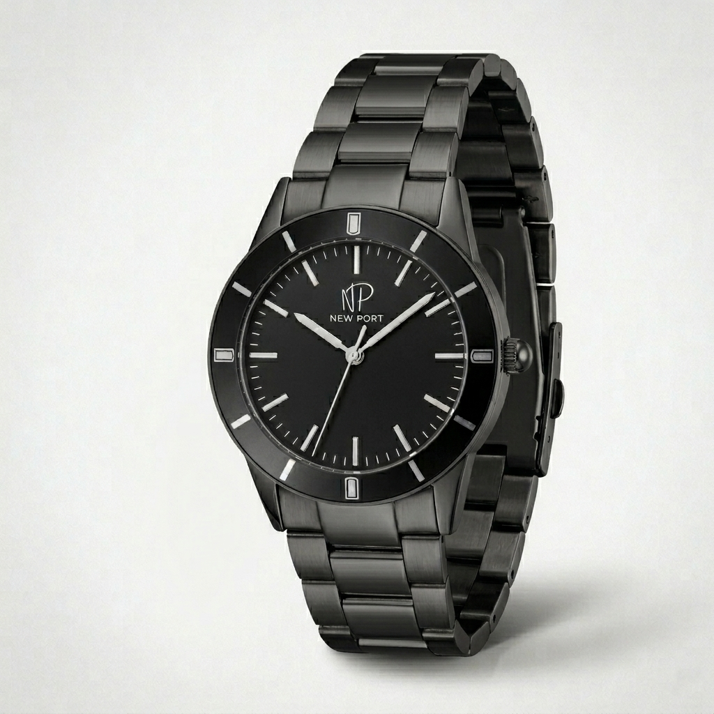 Relogio Masculino Preto Elegante Casual Analogico Robusto New Port 40mm