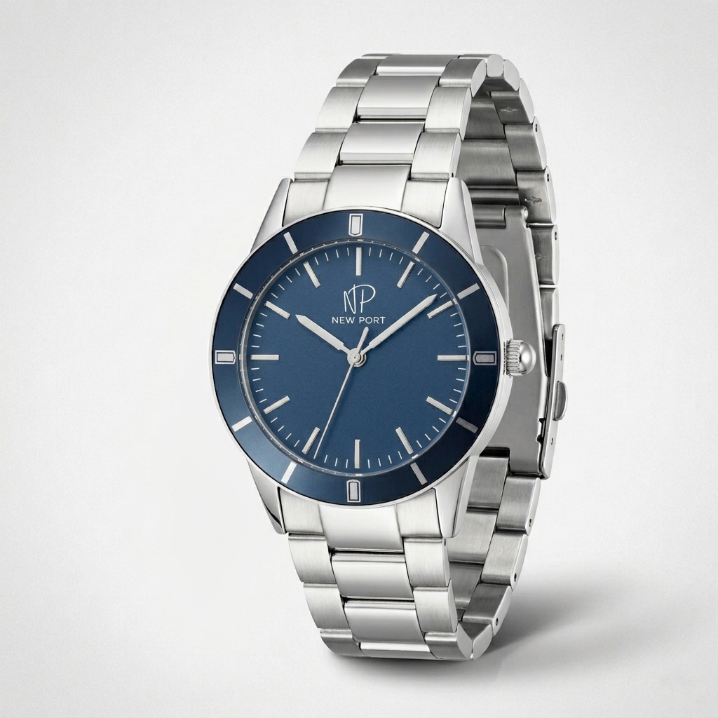 Relogio Masculino Azul Elegante Casual Analogico Robusto New Port