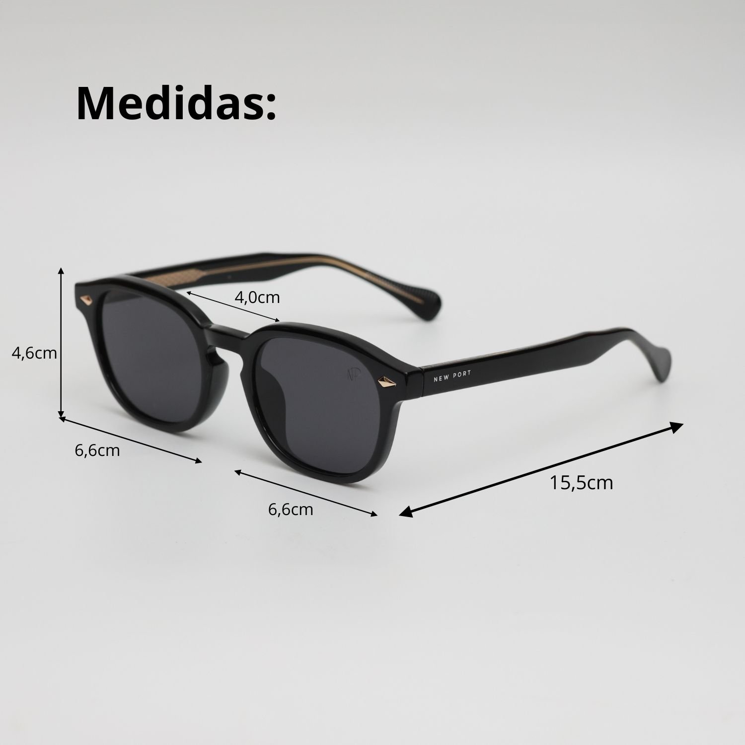 Oculos de Sol Quadrado Masculino Polarizado Potecao Uv400 Preto 3