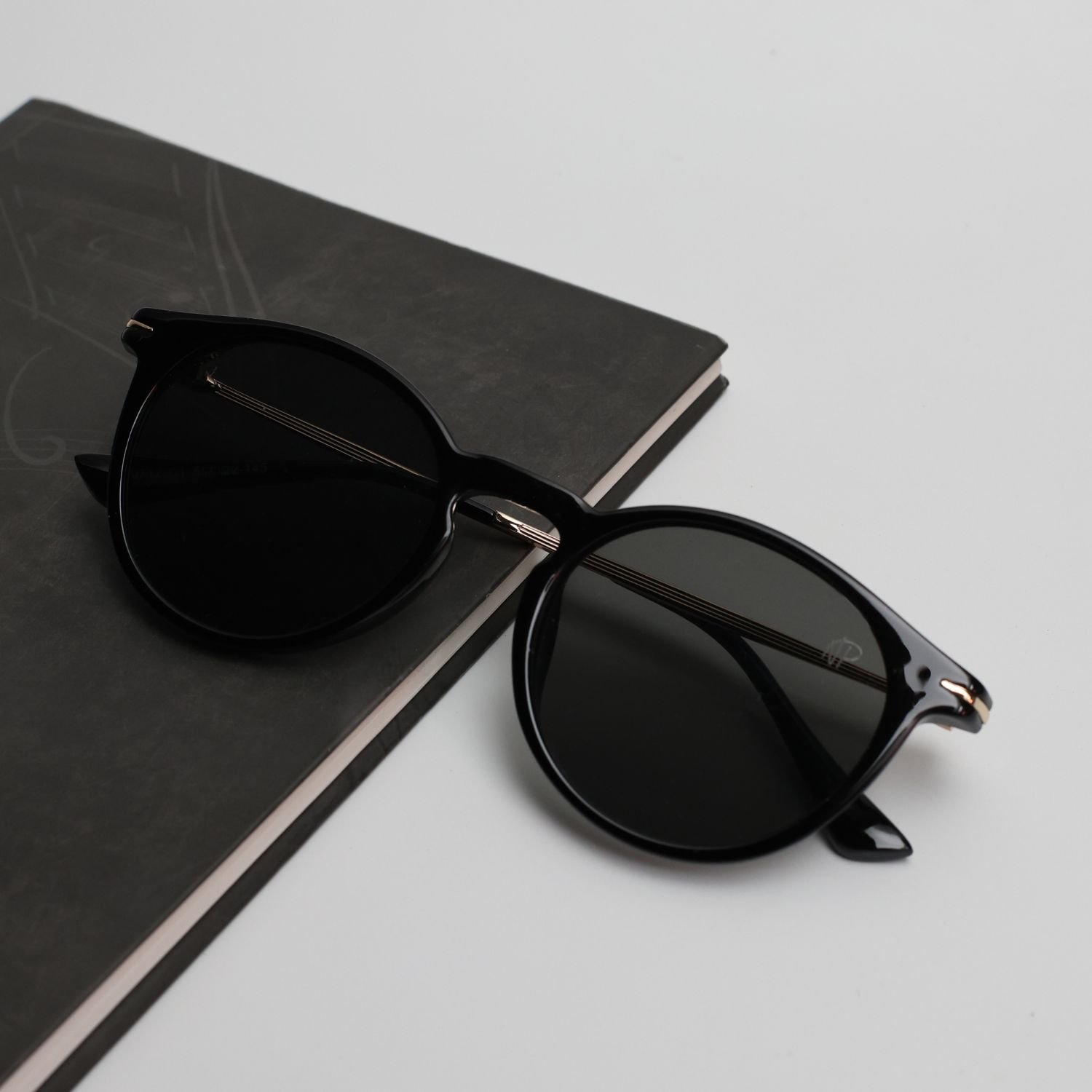 Oculos de Sol Redondo Masculino Polarizado Potecao Uv400 Preto/Dourado 8