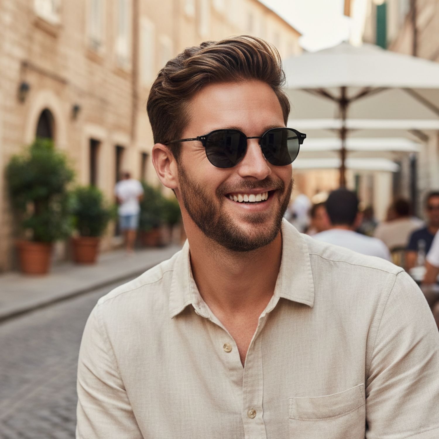 Oculos de Sol Redondo Masculino Polarizado Potecao Uv400 Preto 2