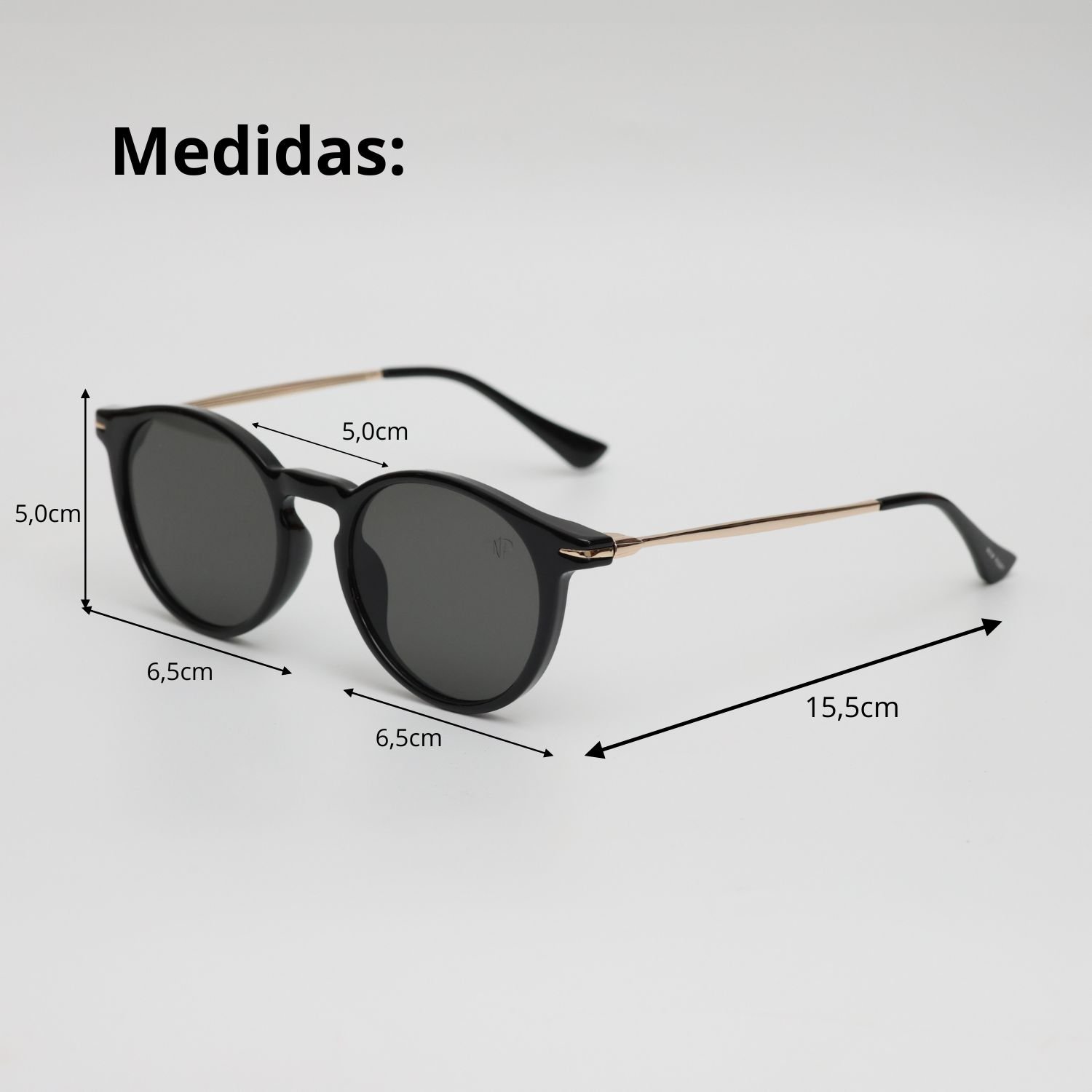 Oculos de Sol Redondo Feminino Polarizado Potecao Uv400 Preto/Dourado 3