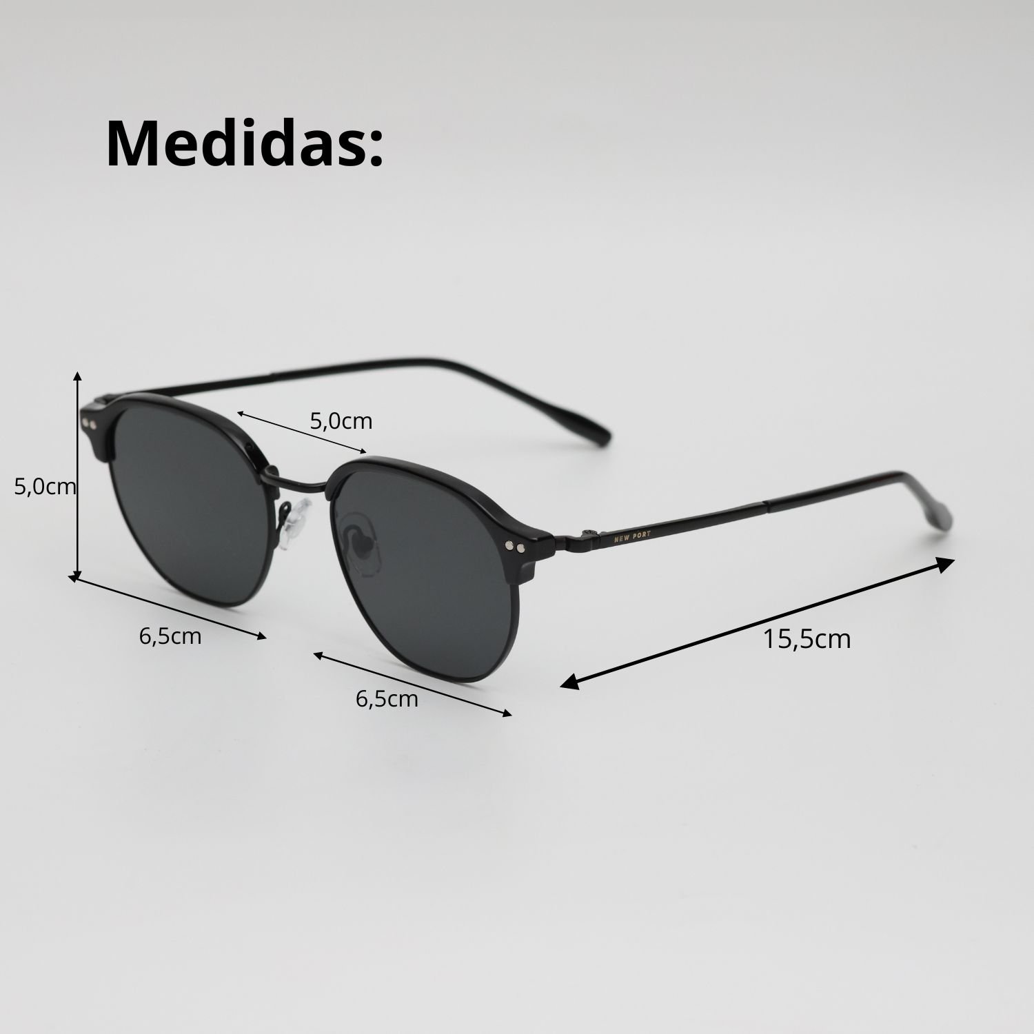 Oculos de Sol Redondo Feminino Polarizado Potecao Uv400 Preto 4