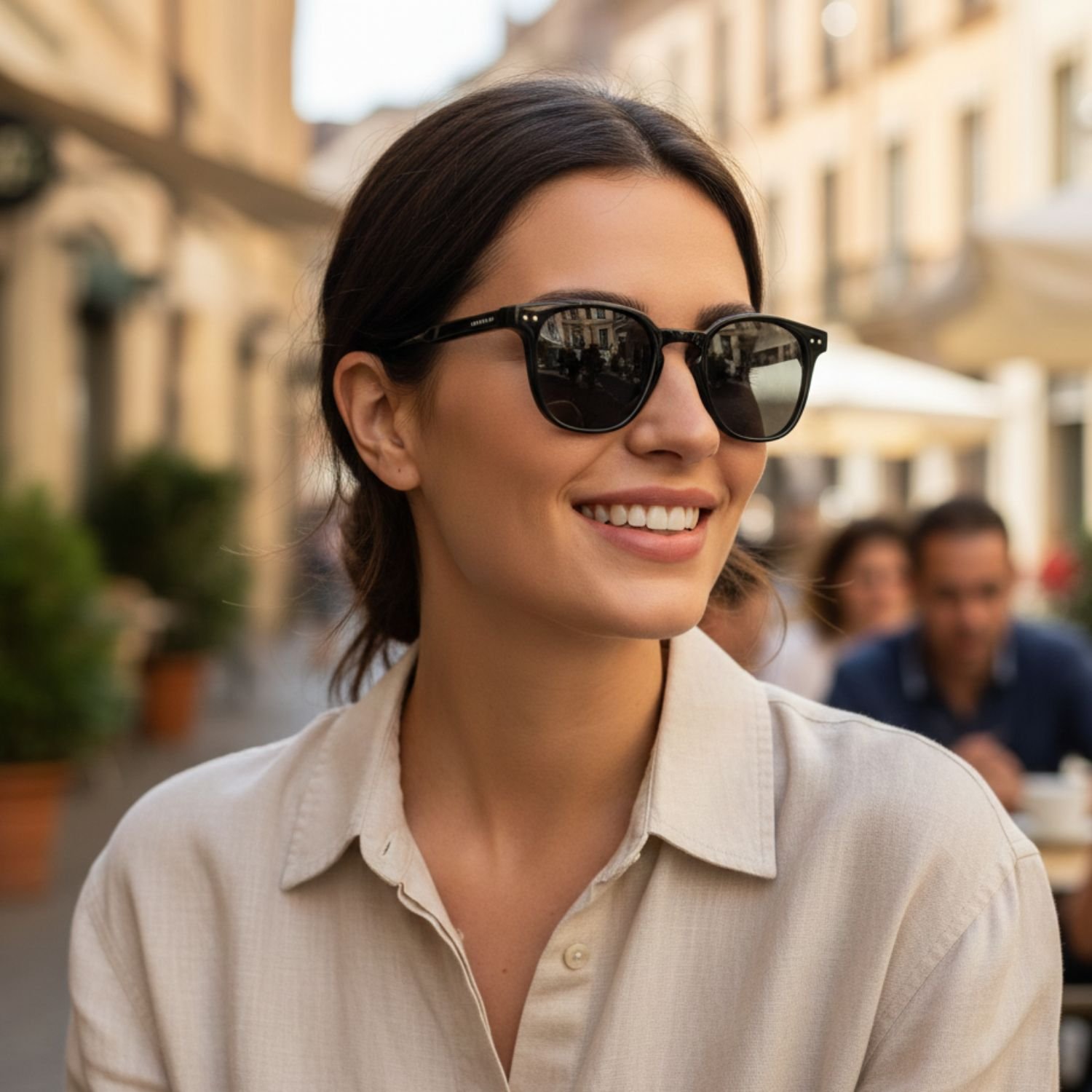 Oculos de Sol Quadrado Feminino Polarizado Potecao Uv400 Preto 2