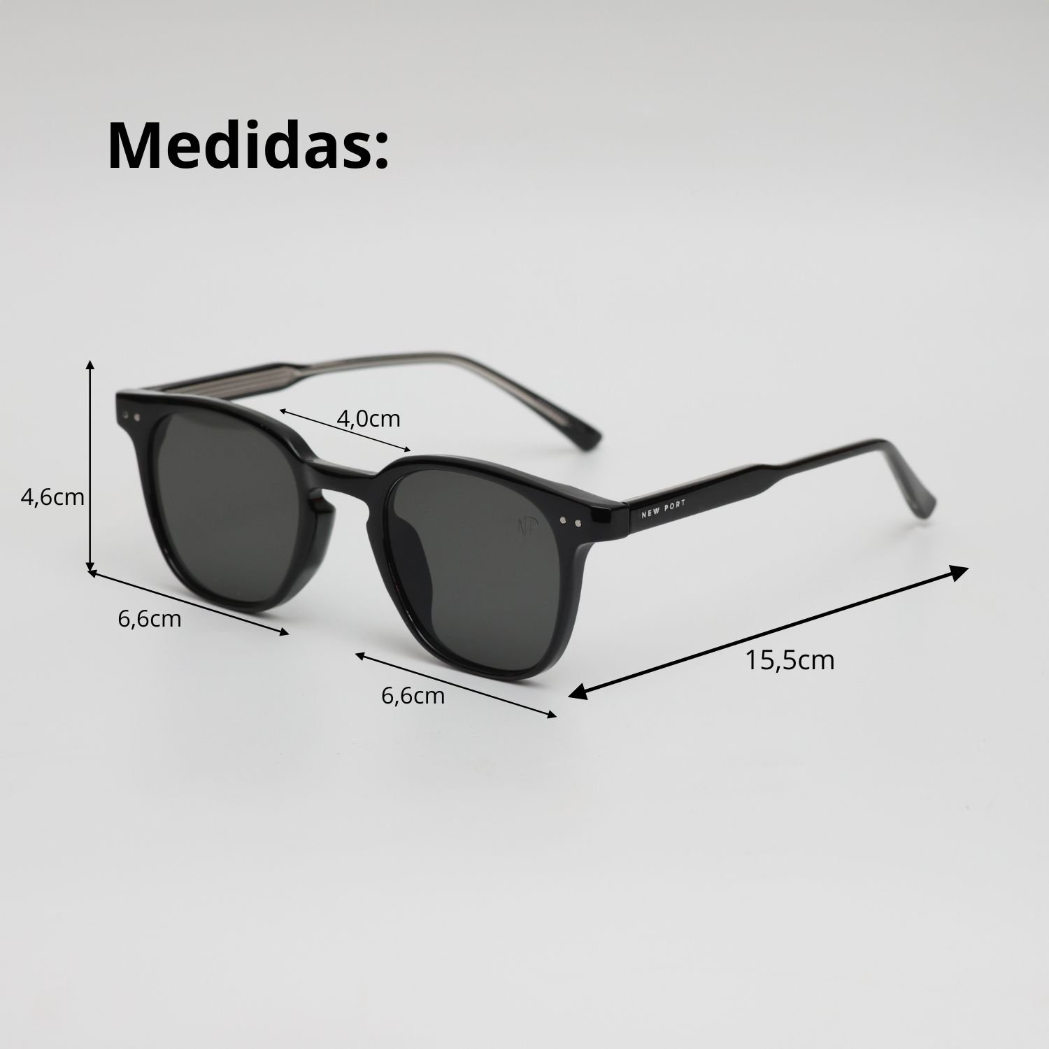 Oculos de Sol Quadrado Feminino Polarizado Potecao Uv400 Preto 3