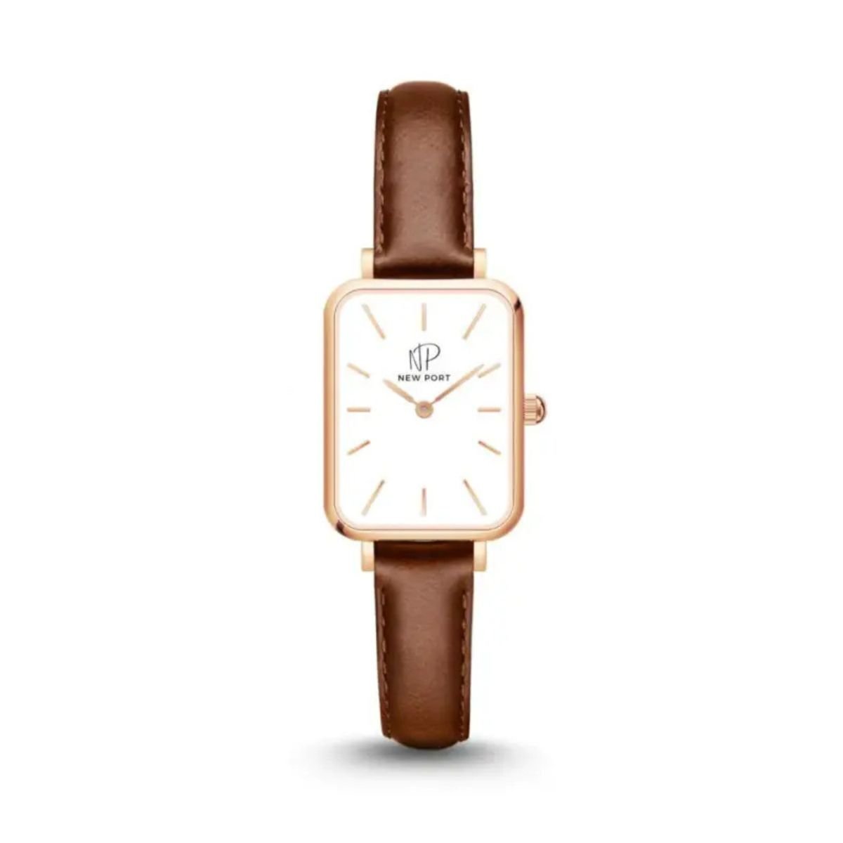 Relogio Feminino Quadrado  Casual Elegante Marrom Sofisticado New Port Rosê/Marrom 4