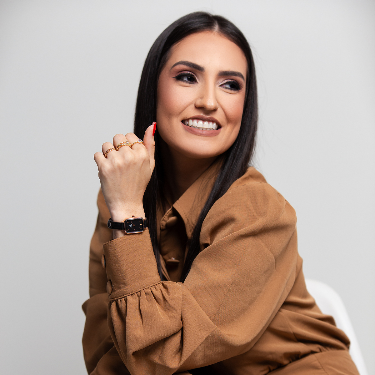 Relogio Feminino Preto Quadrado Casual New Port Com Bracelete Rose/Preto 2
