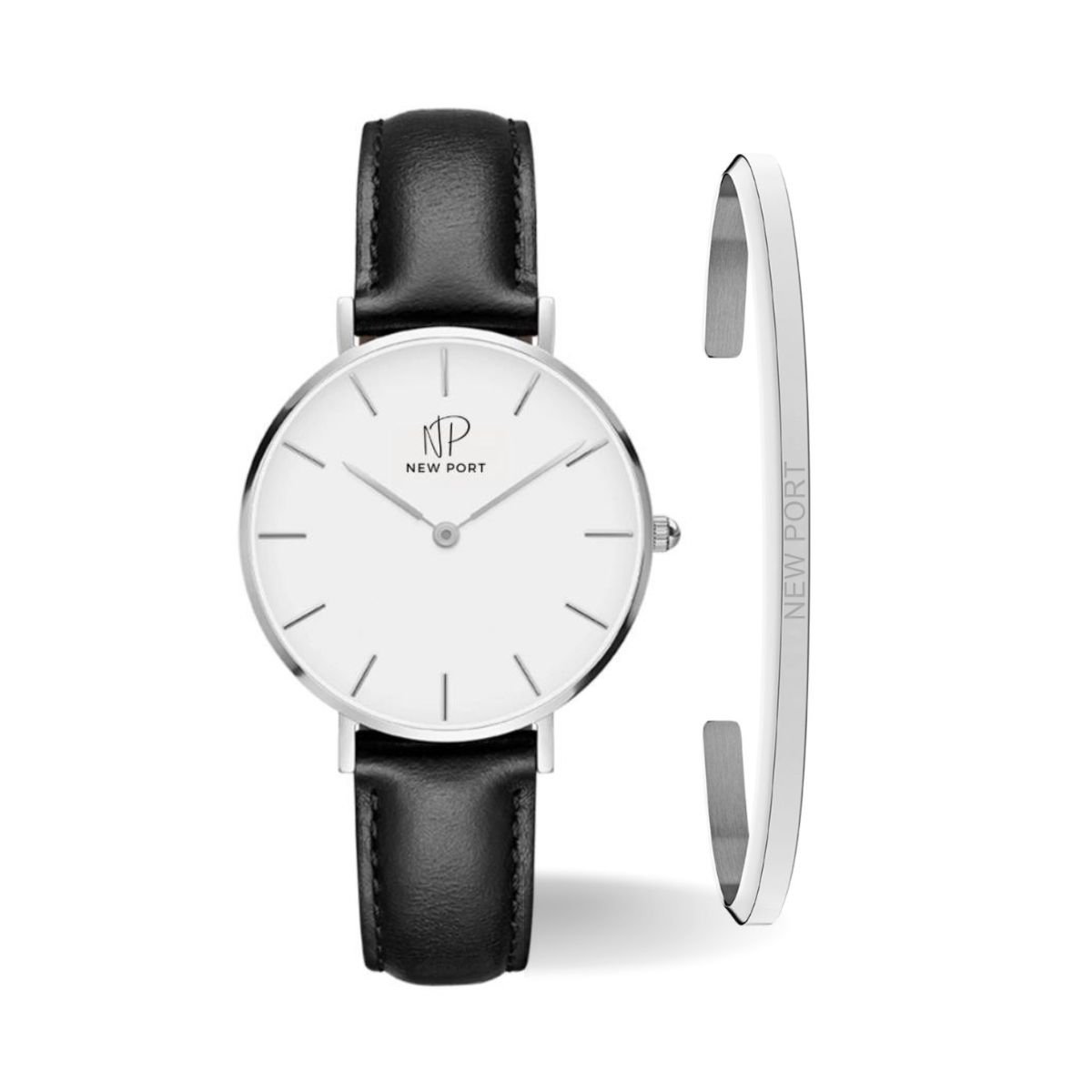 Relogio Feminino Prata Casual Elegante New Port 32mm Com Bracelete