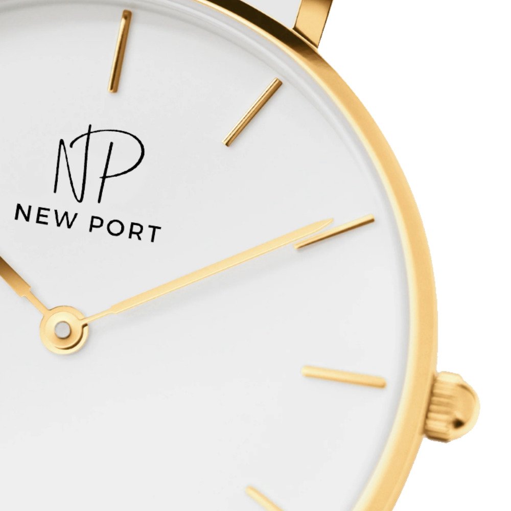 Kit Relogio Feminino Dourado Elegante New Port 32mm Com Bracelete Preto/Dourado 4