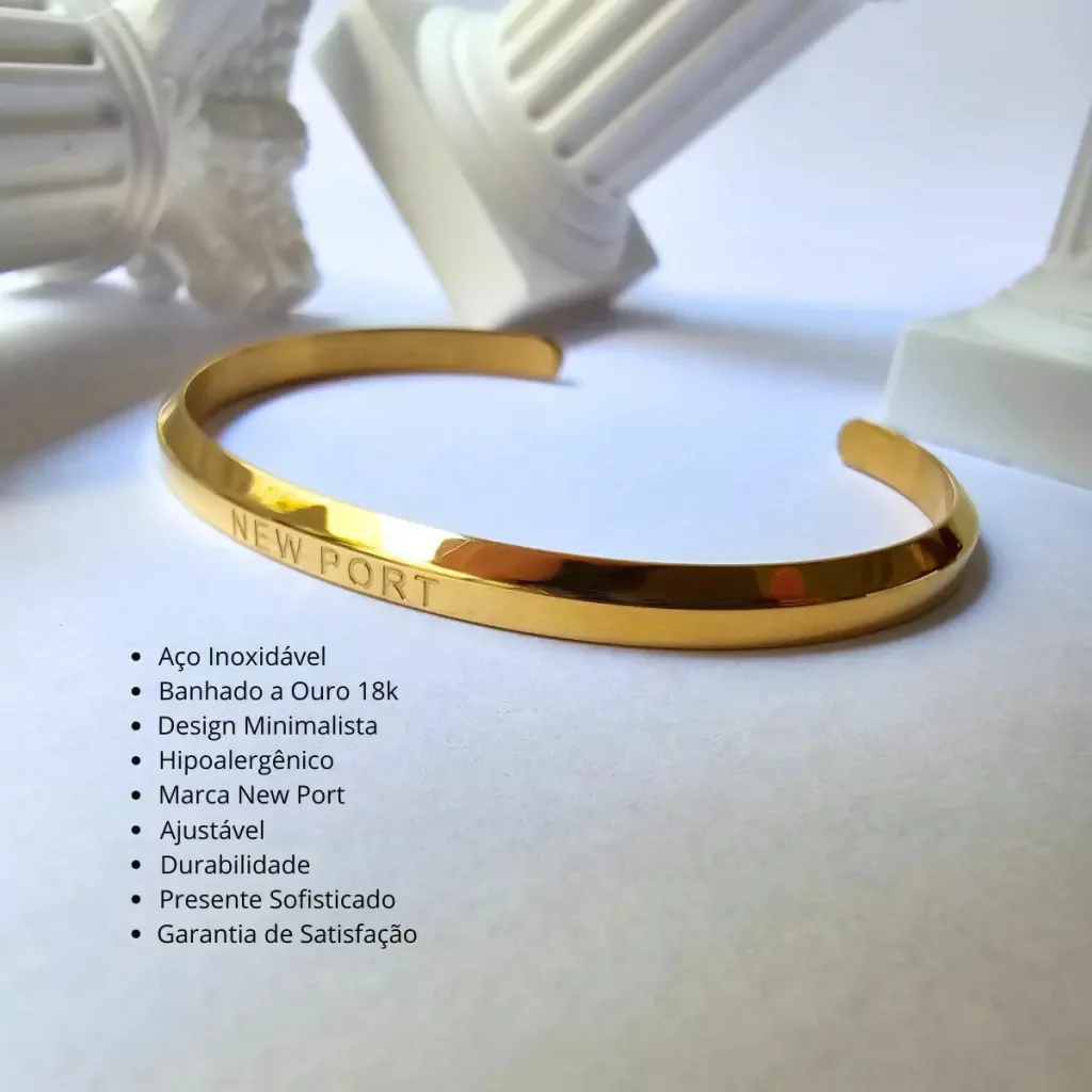Kit Relogio Feminino Dourado Elegante New Port 32mm Com Bracelete Preto/Dourado 6
