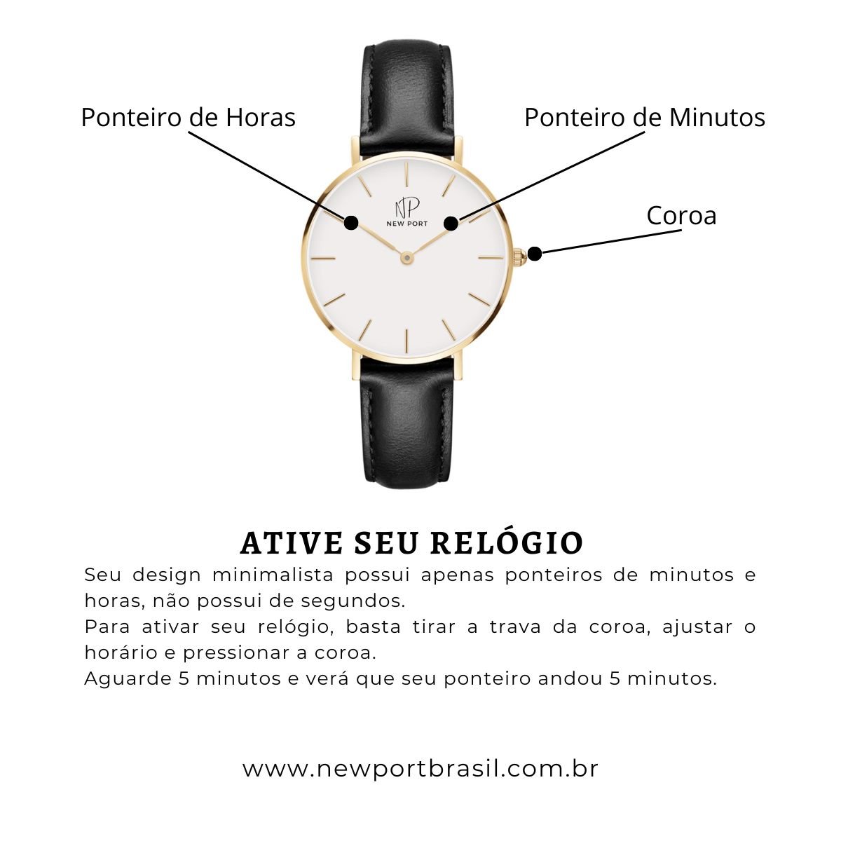 Kit Relogio Feminino Dourado Elegante New Port 32mm Com Bracelete Preto/Dourado 9